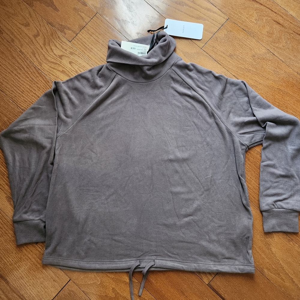 Varley Portland High Neck Midlayer Charcoal Gray Long Sleeve Top In Large NWT